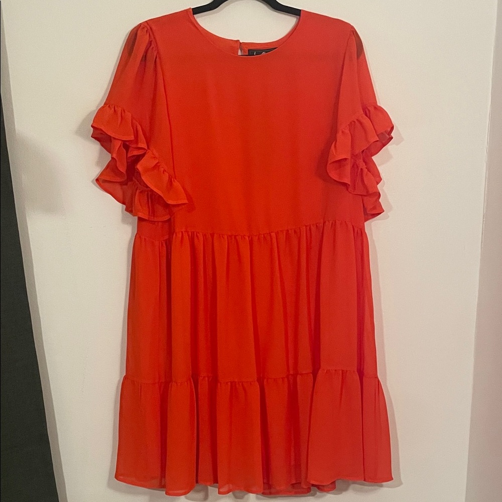 Sam Edelman Vibrant Orange Ruffle Mini Dress